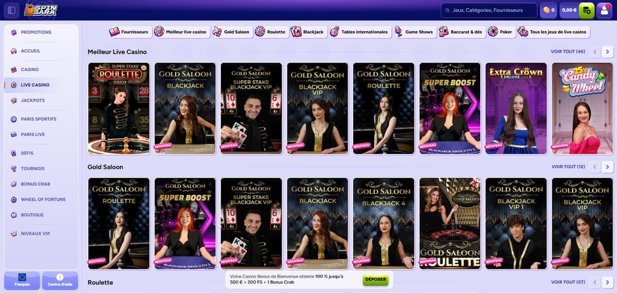 Meilleur live Spinbara Casino