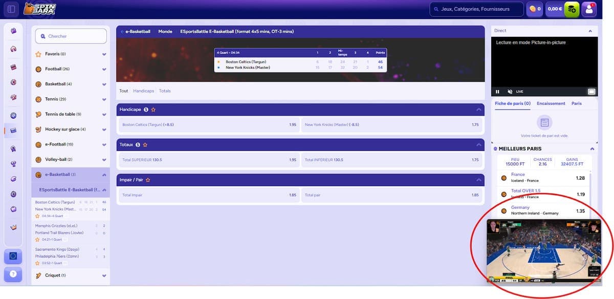 Paris en direct Spinbara Casino