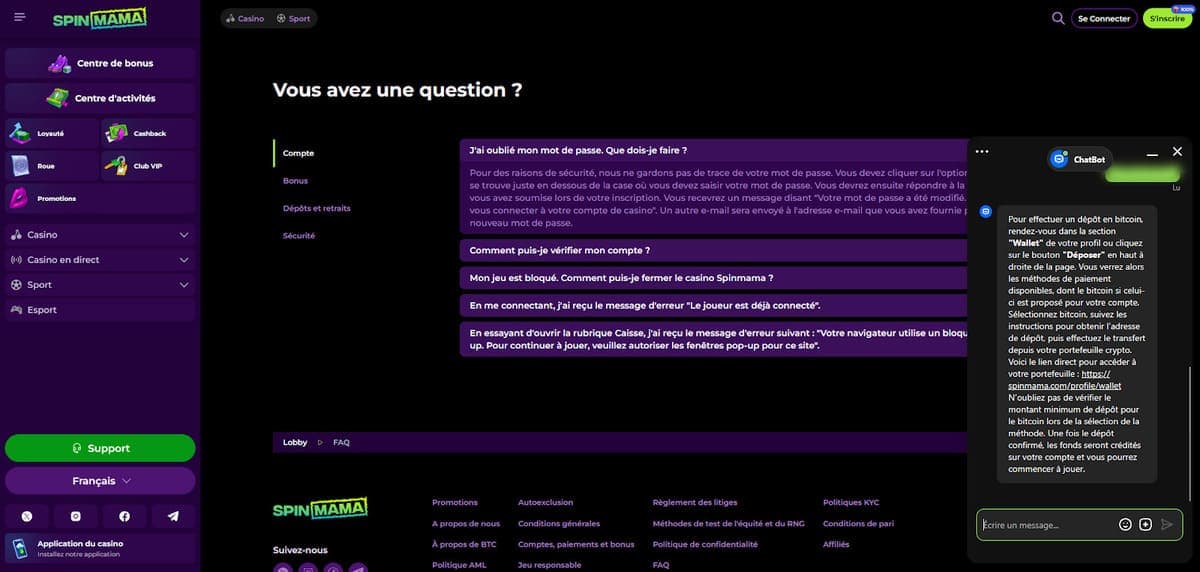 FAQ SpinMama Casino