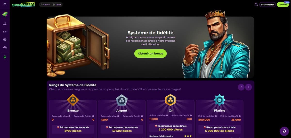 Fidélité SpinMama Casino