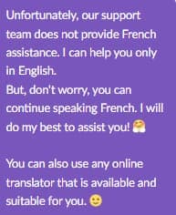 Chat service client anglais Spin Spirit