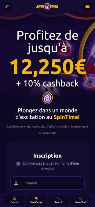 Spin Time Casino application