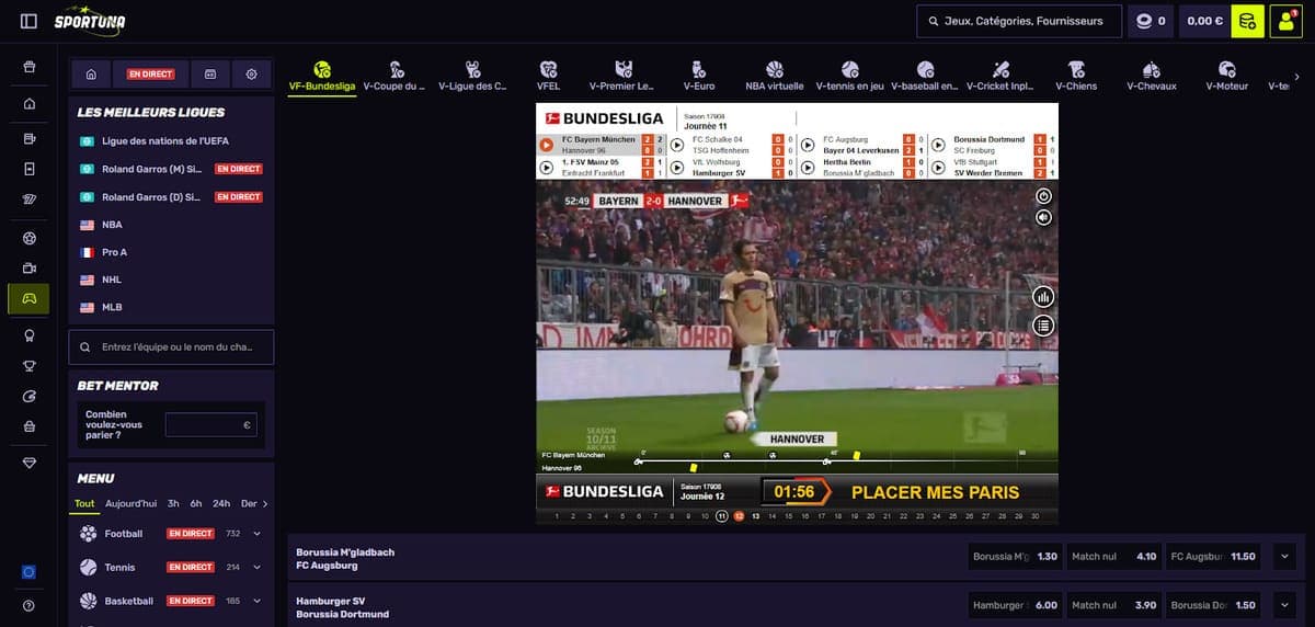 Sports virtuels  Sportuna Casino