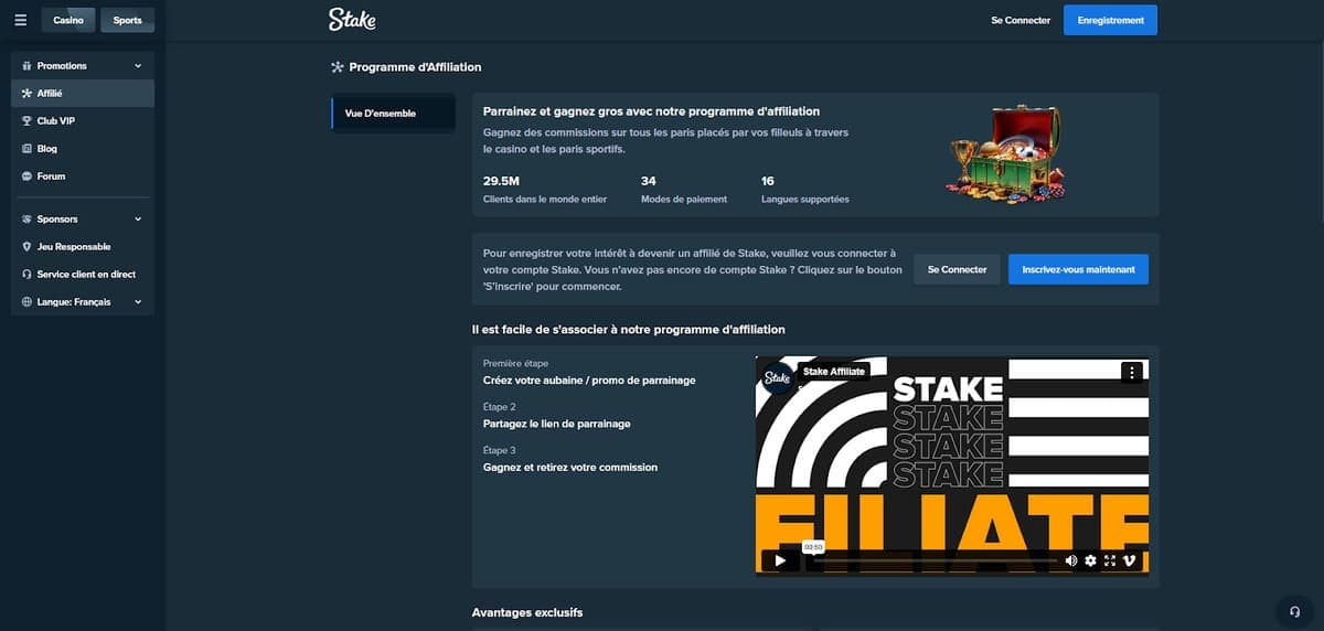 Affiliation Stake Casino