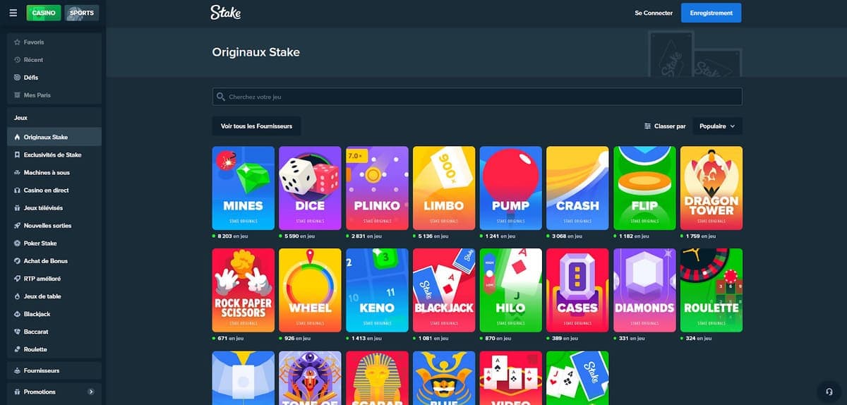 Jeux originaux Stake Casino