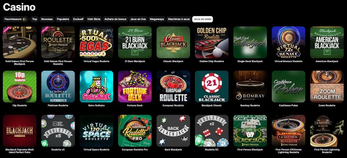 Jeux de table Swiper casino