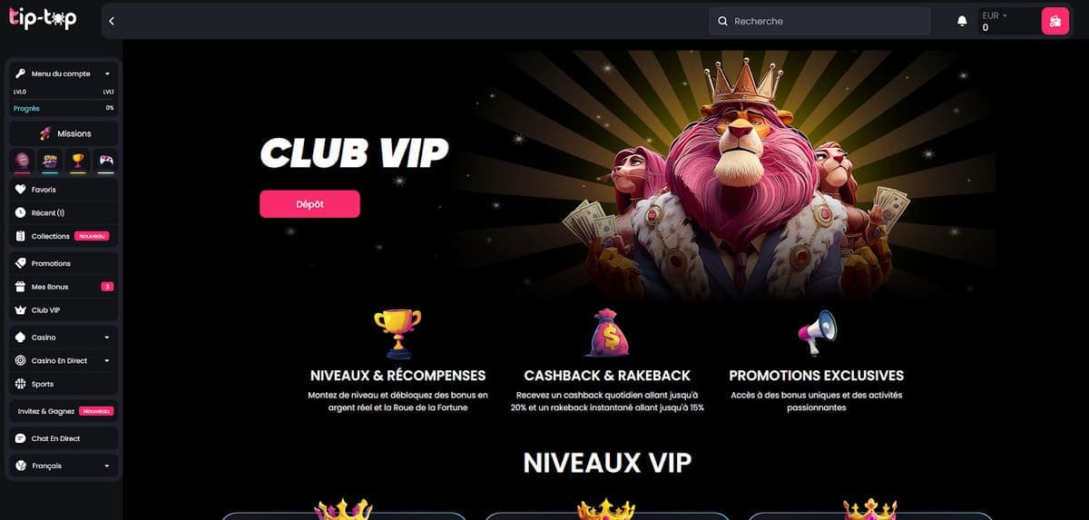 Club VIP Tip Top Bet Casino