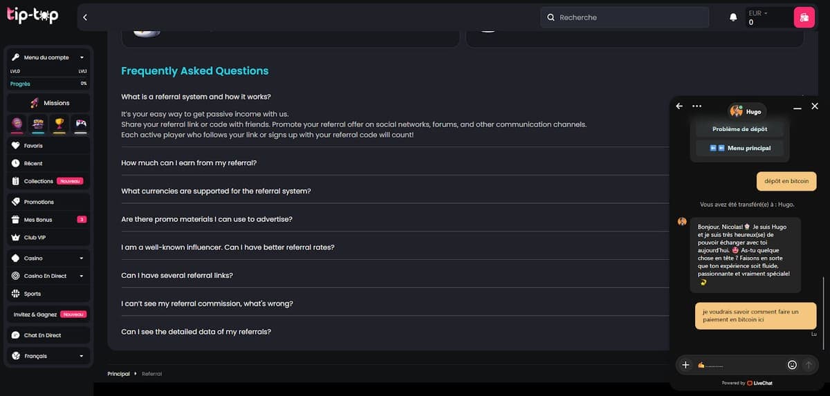 FAQ Tip Top Bet Casino