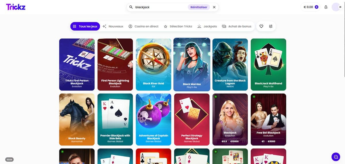 Jeux de table Trickz Casino