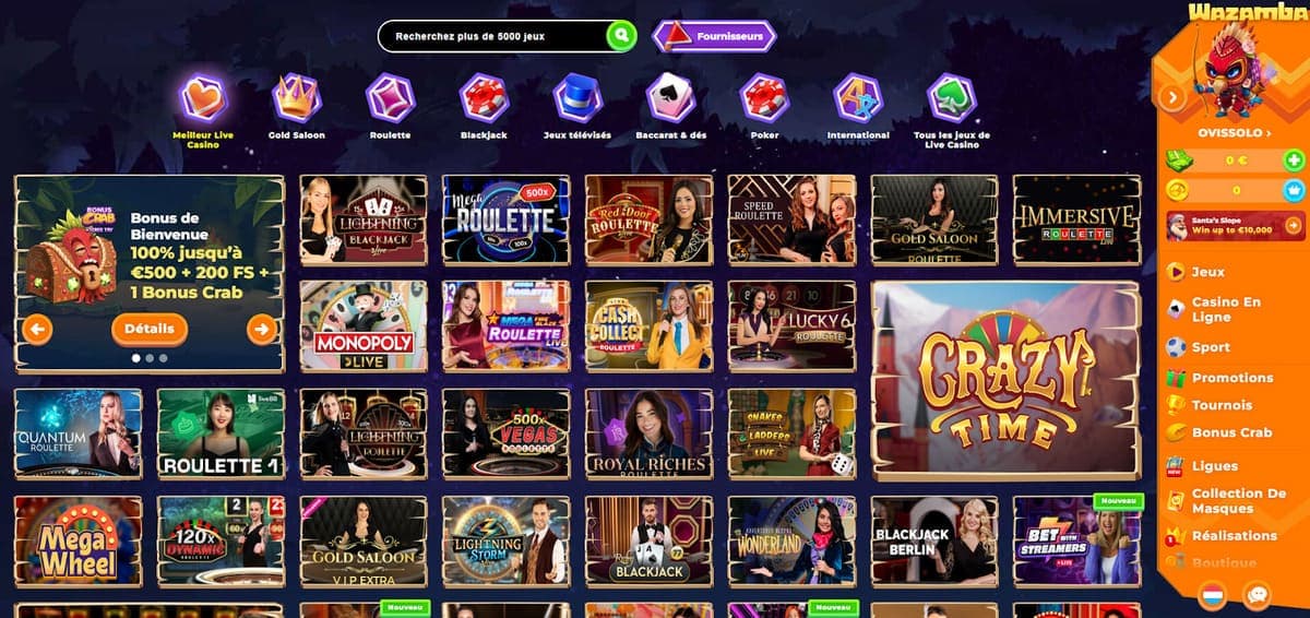 Casino en direct Wazamba