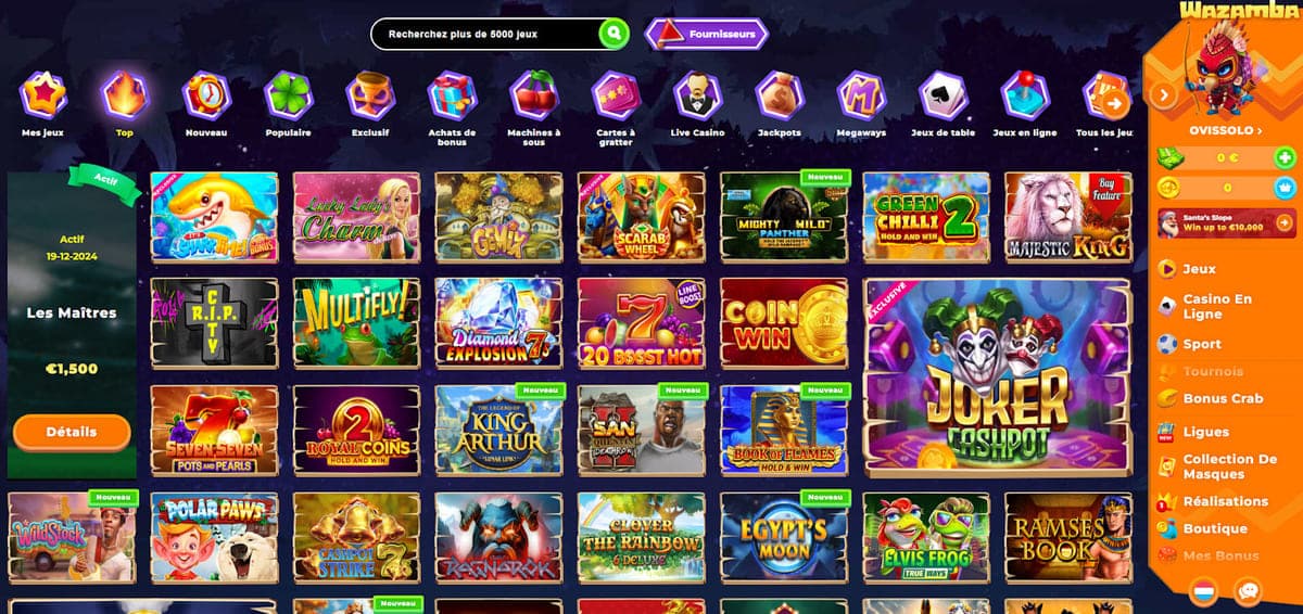 Machines à sous Wazamba casino