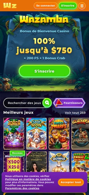 Wazamba Casino application