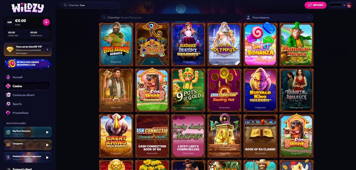 Machines à sous Wildzy Casino