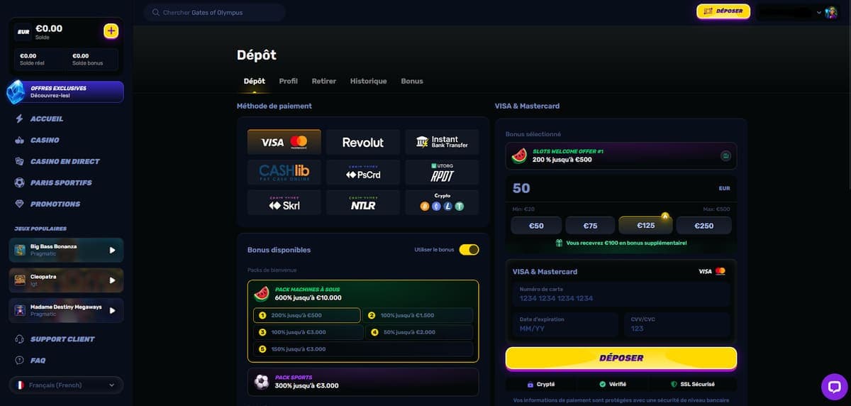 Dépôt Wino Casino