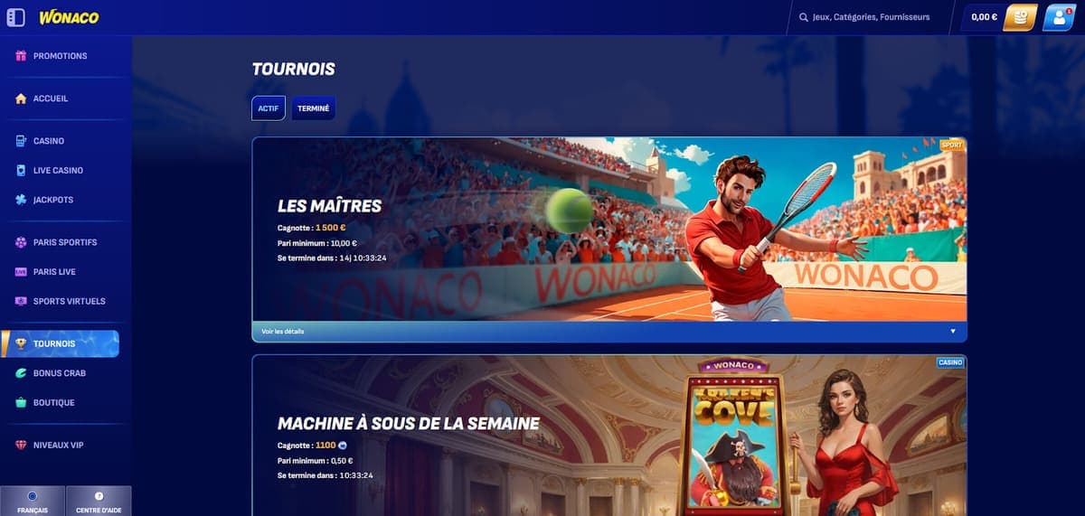 Tournois Wonaco Casino