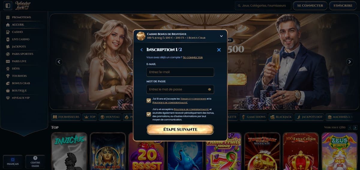 Inscription Wonder Luck Casino