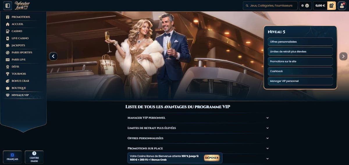 Programme VIP Wonder Luck Casino