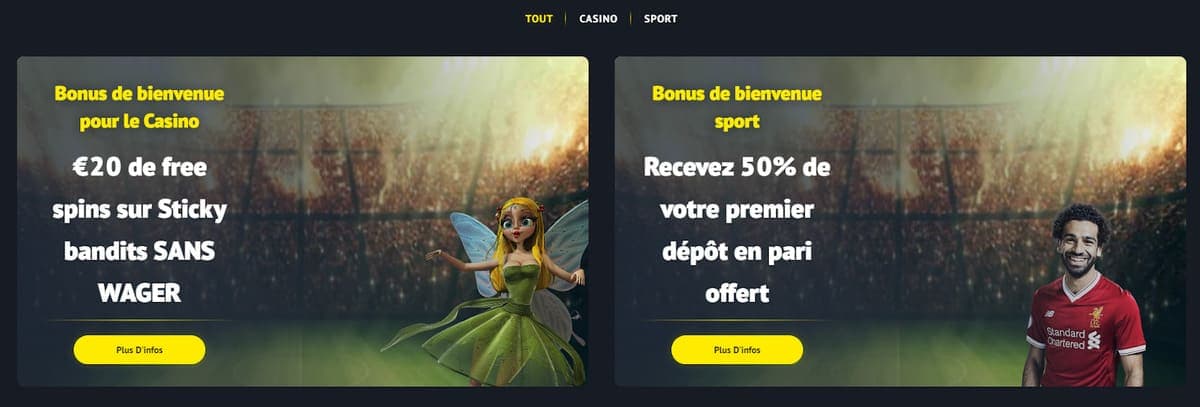 Bonus bienvenue Yonibet casino