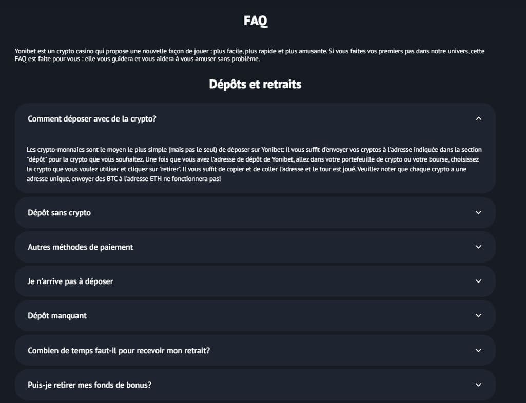 FAQ Yonibet