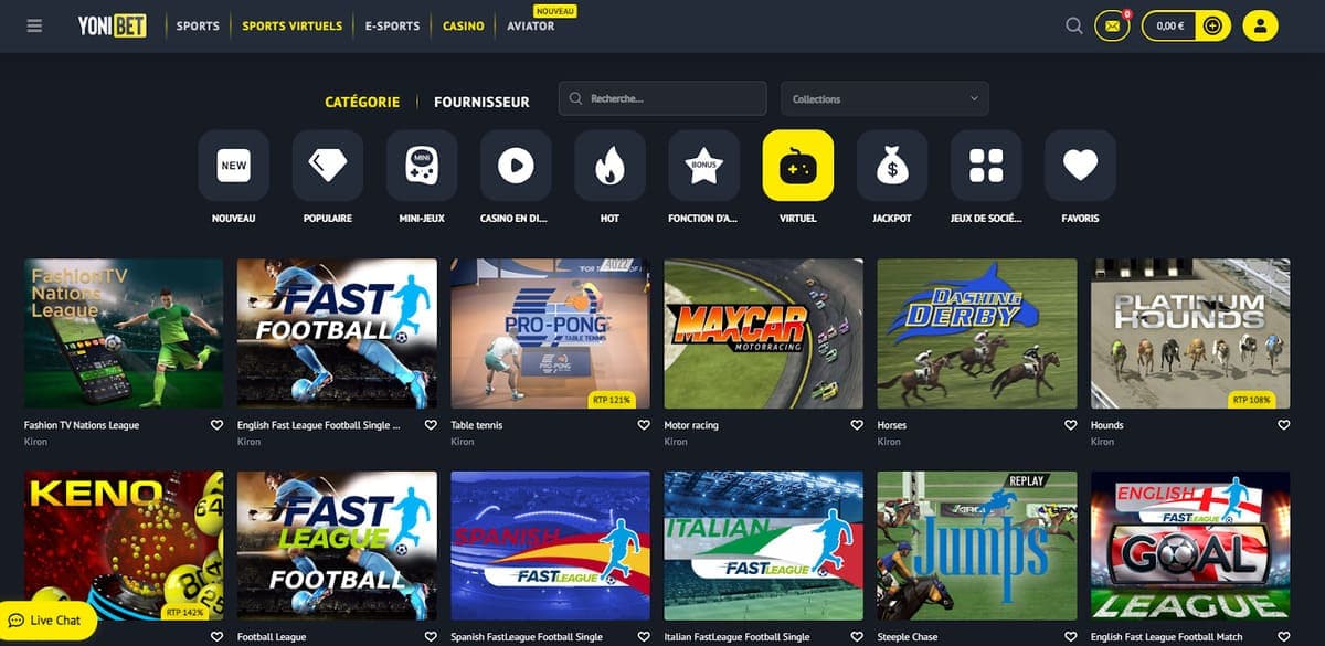 Sport virtuel Yonibet