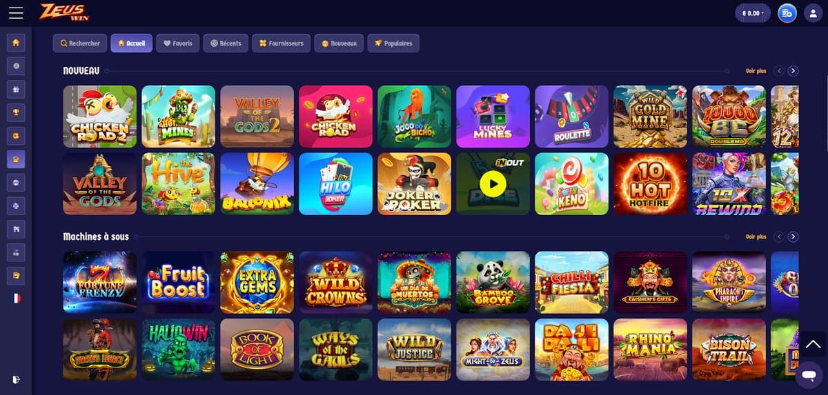 Ludothèque ZeusWin Casino