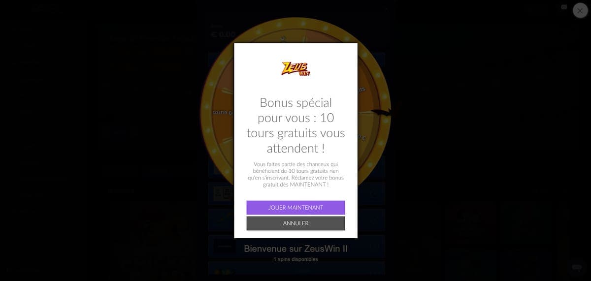 Tours gratuits ZeusWin Casino