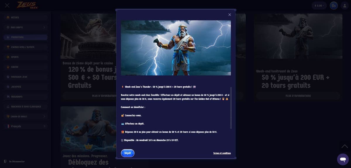 Weekend Zeus Thunder ZeusWin Casino