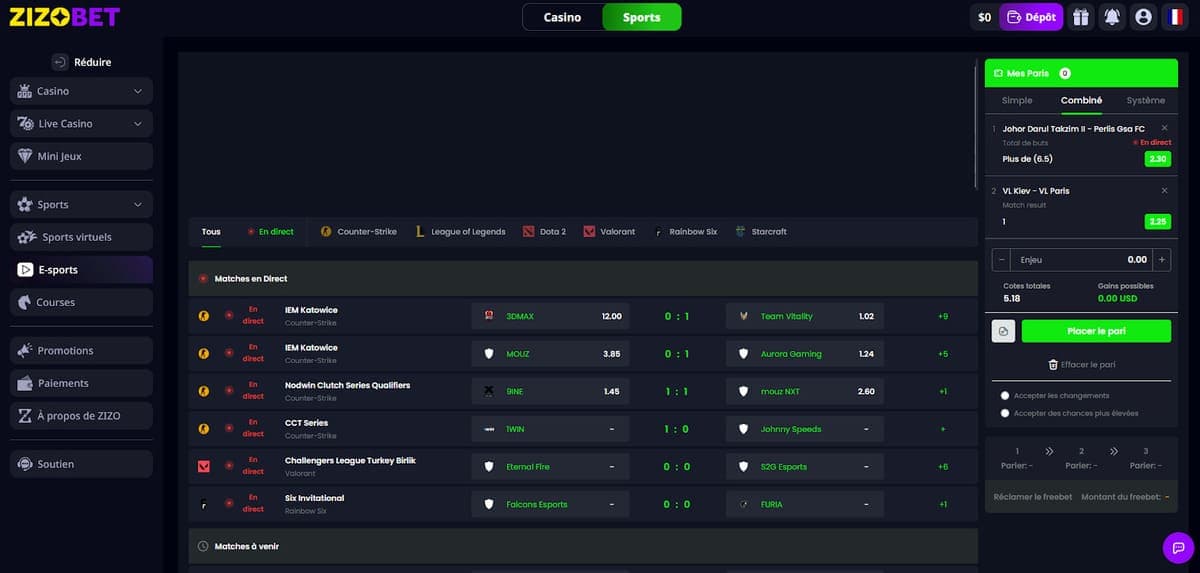 E-sports Zizobet Casino