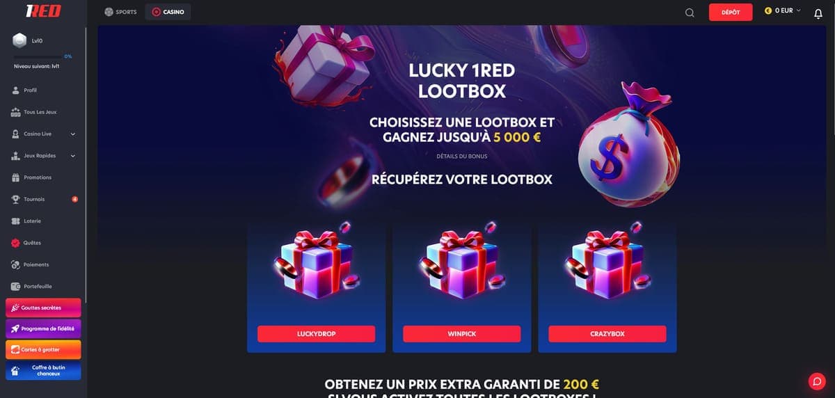 Lootboxes 1RED Casino