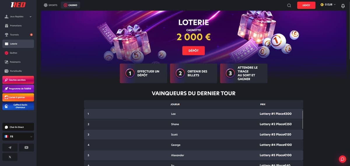 Loteries 1RED Casino