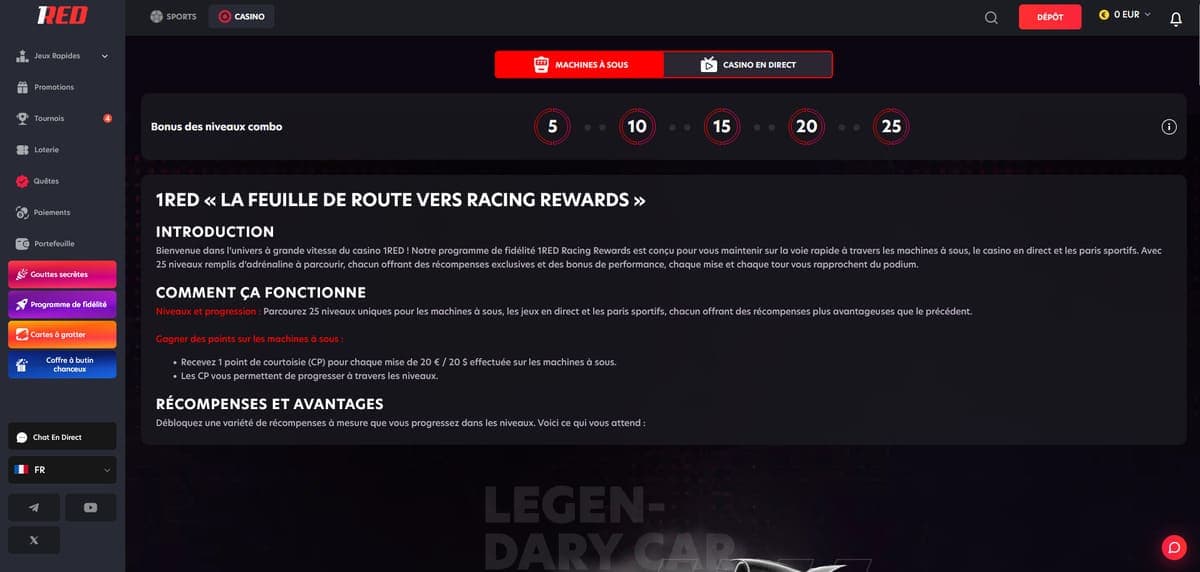 Programme de fidélité 1RED Casino