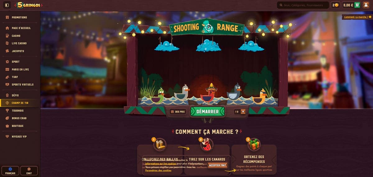 Champ de tir 5Gringos Casino