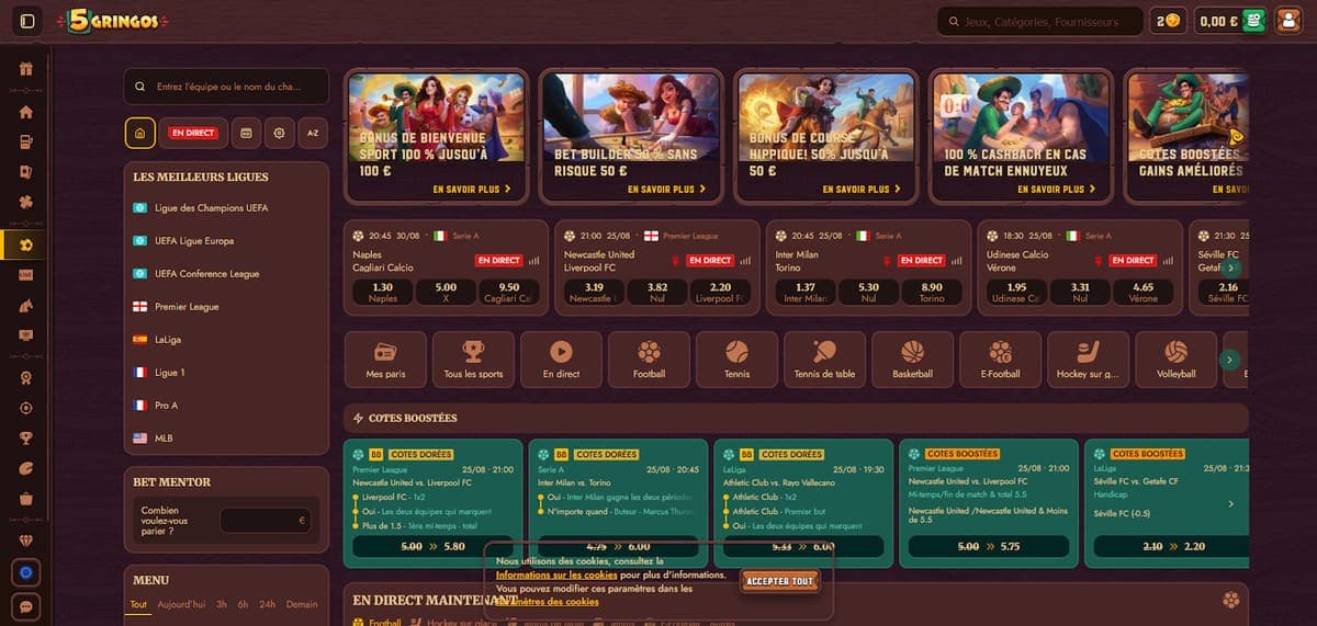 Paris sportifs 5Gringos Casino