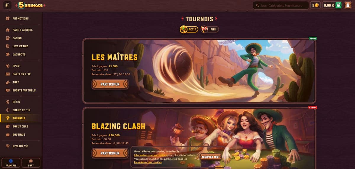 Tournois 5Gringos Casino