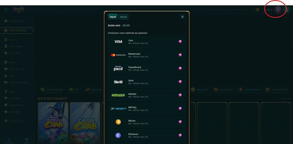 Dépôt 7Signs Casino