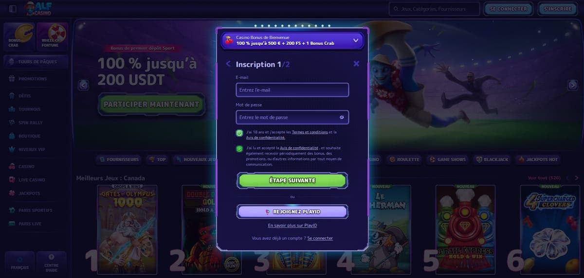 Inscription Alf Casino