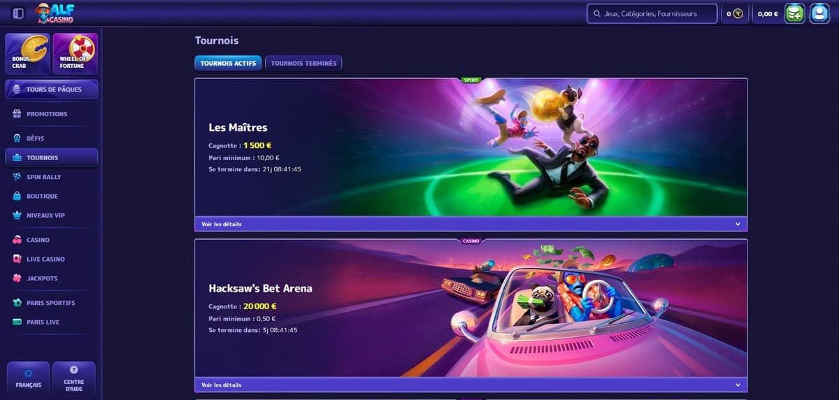 Tournois Alf Casino
