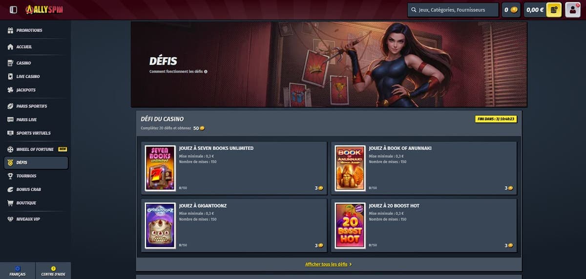 Défis AllySpin Casino