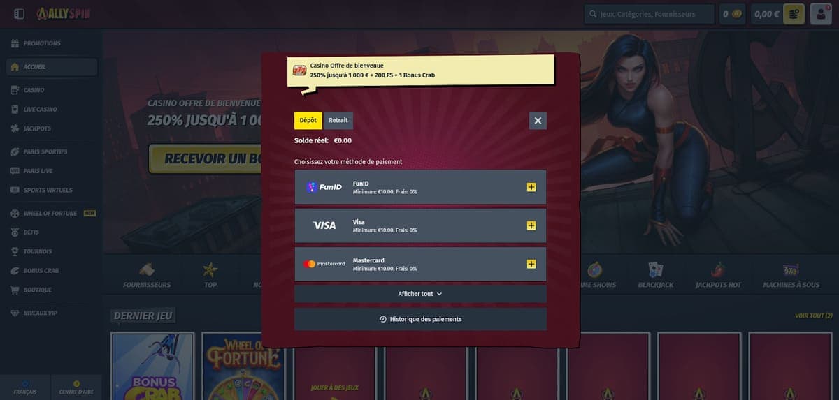 Dépôt AllySpin Casino