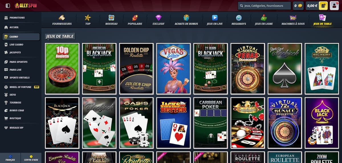 Jeux de table AllySpin Casino