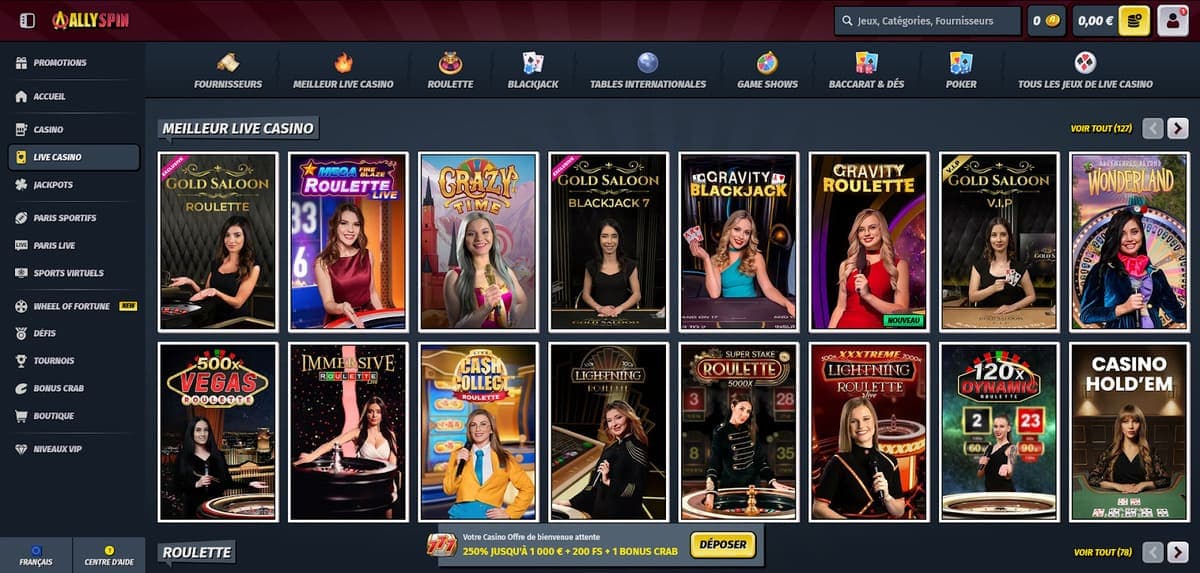 Meilleur live AllySpin Casino