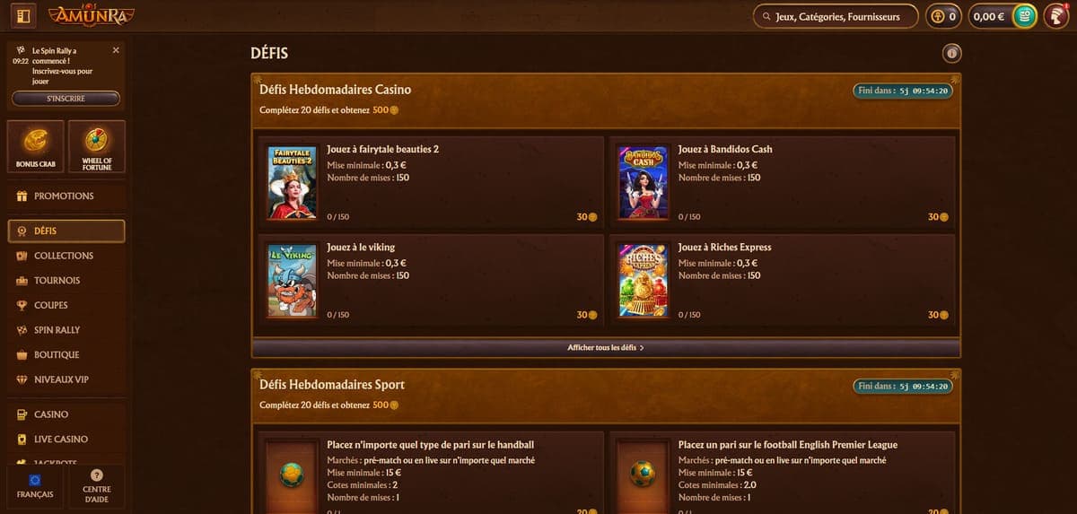 Défis AmunRa Casino
