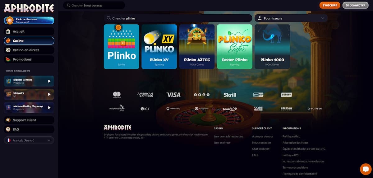 Mini jeux Aphrodite Casino