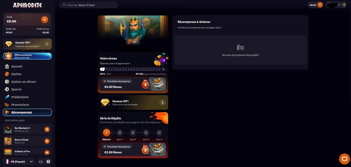 Récompenses Aphrodite Casino
