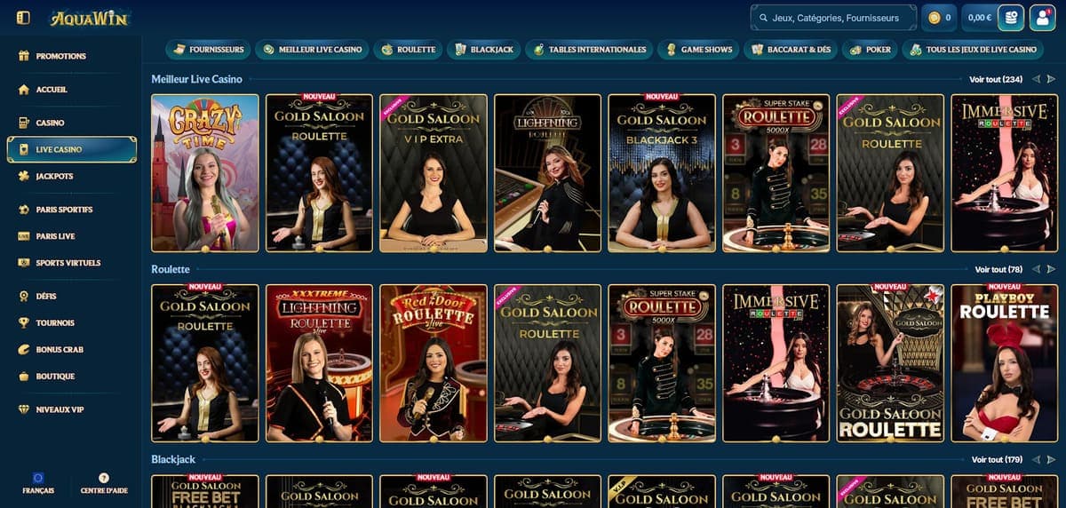 Casino live Aquawin Casino
