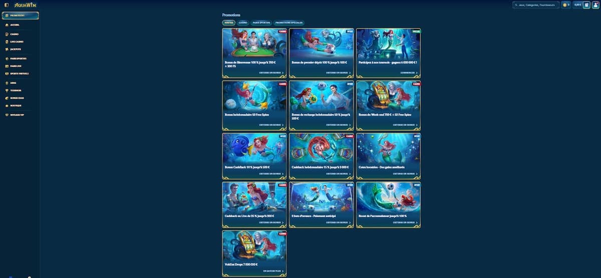 Promotions Aquawin Casino