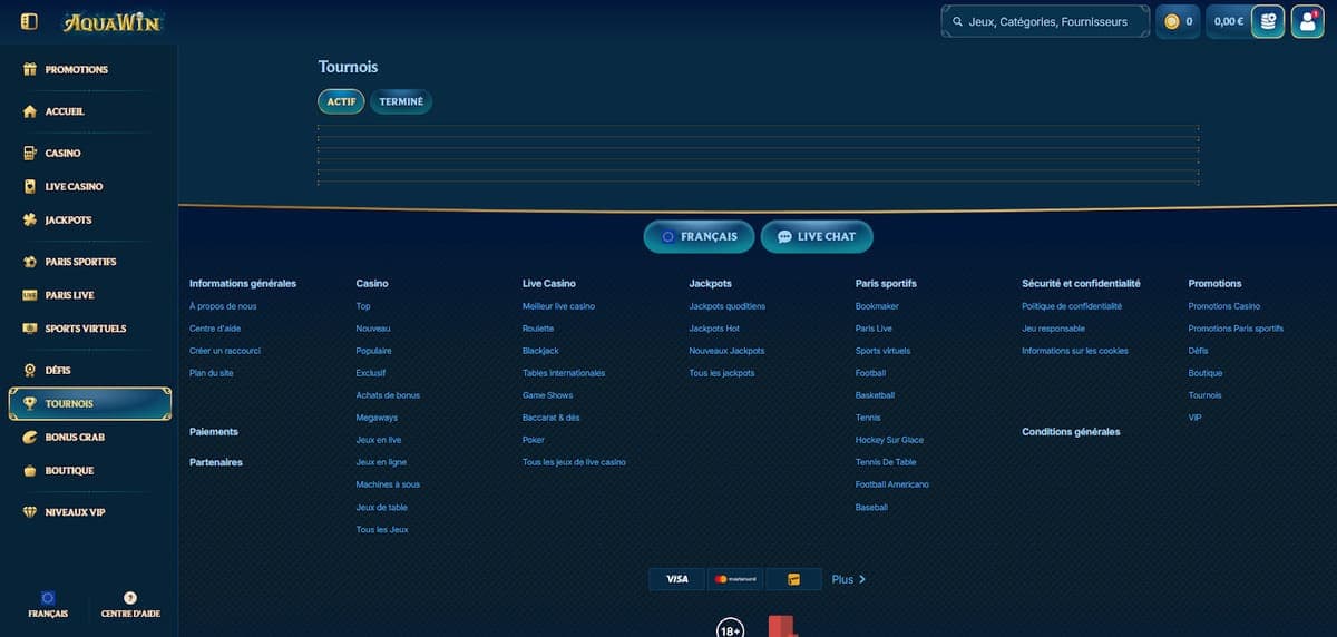 Tournois Aquawin Casino