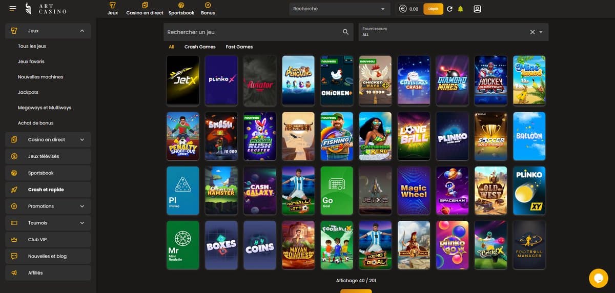 Jeux Crash Art Casino