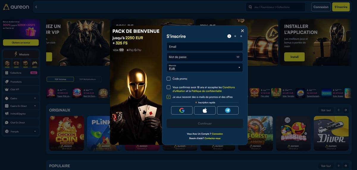 Inscription AureonPlay Casino
