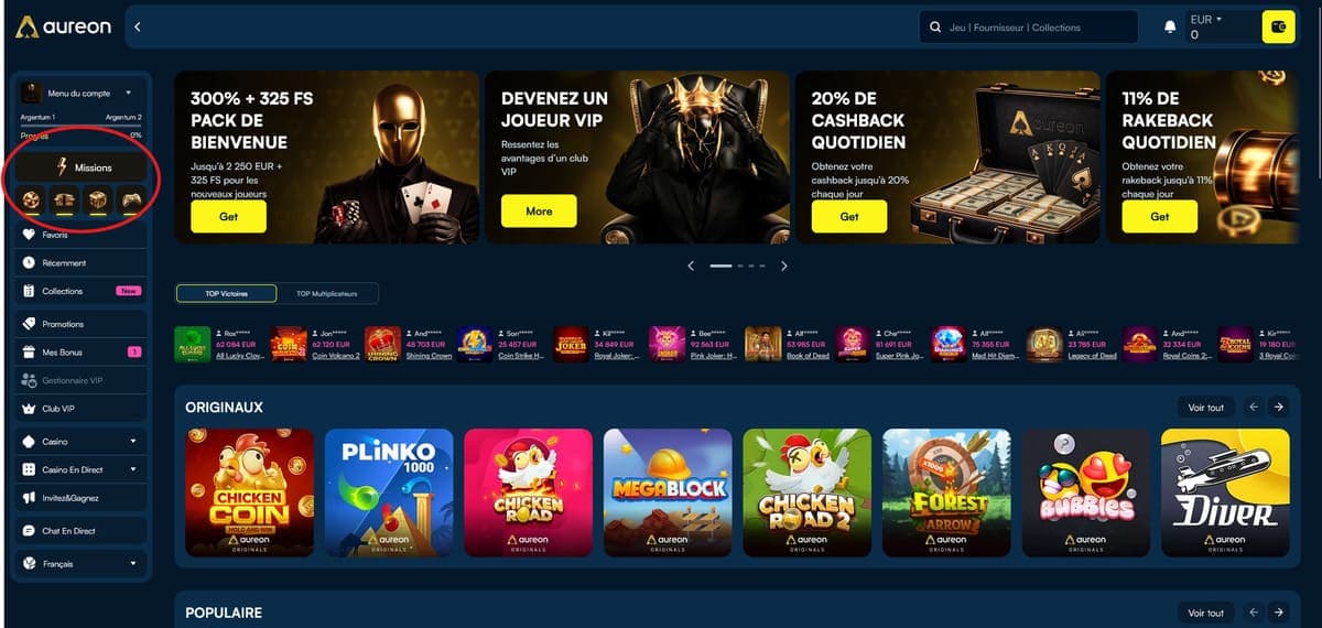 Missions AureonPlay Casino